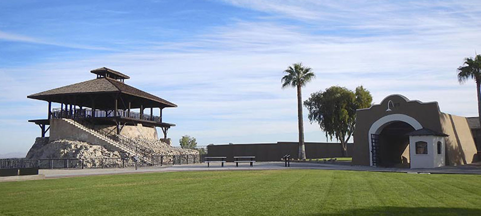 A view of the turret and building at Yuma Territorial Prison State Historic Park