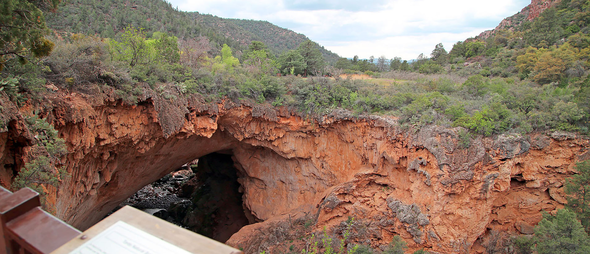 The natural bridge from one of the viewpoints at ground level at the park