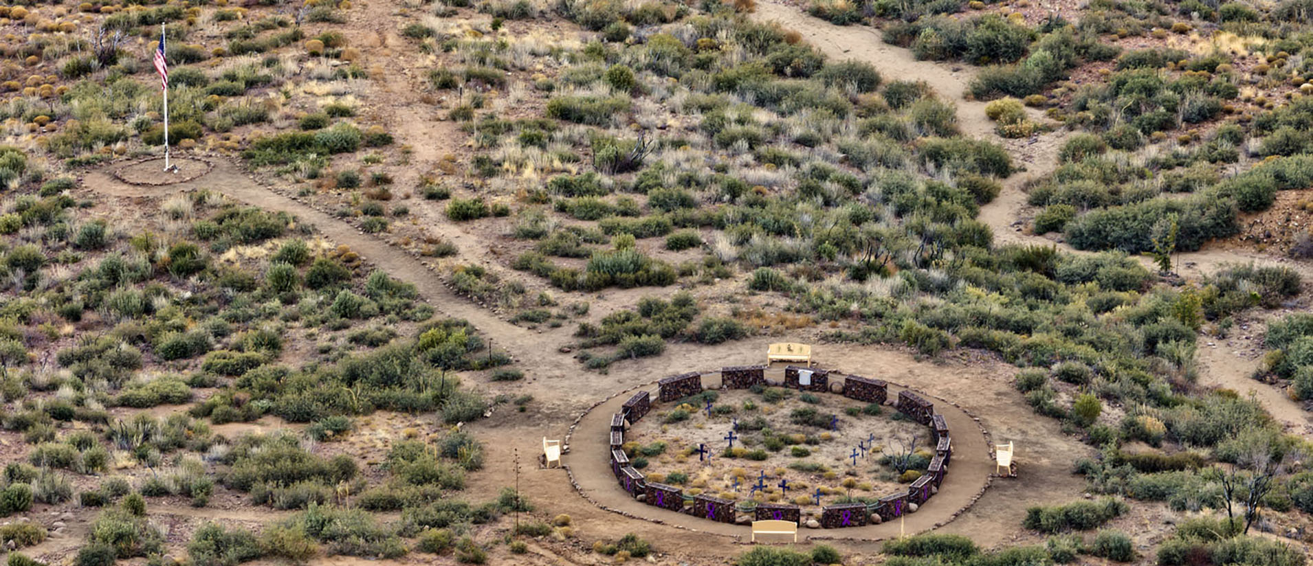 A view from above of the fatality site at Granite Mountain Hotshots Memorial State Park