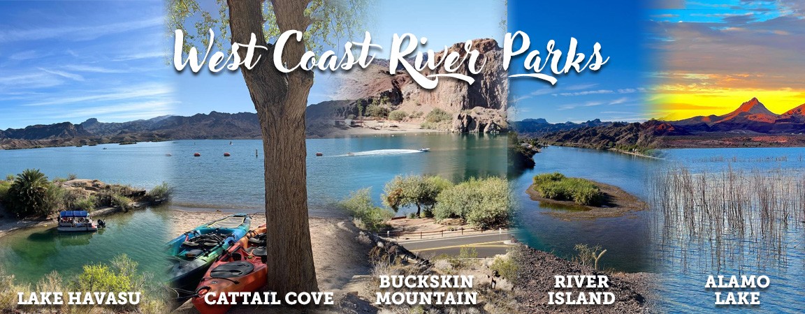 Photo collage that shows a variety of West Coast River Park Water Recreation Opportunities