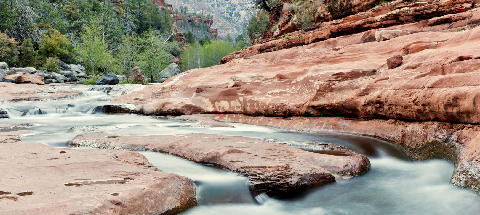 Water flows over the rocks at the park