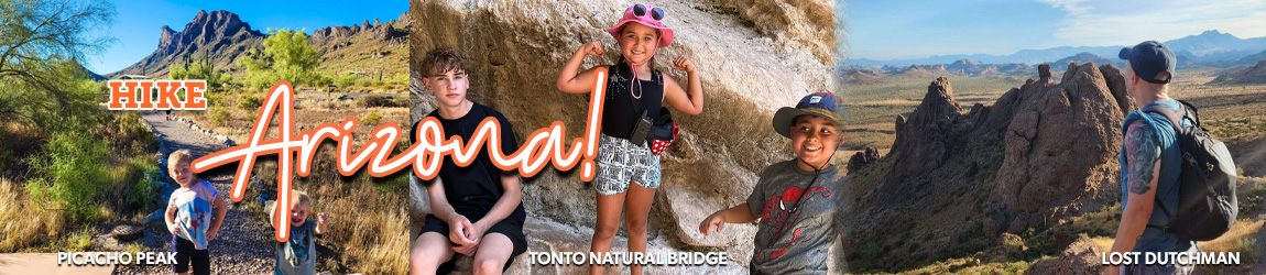 Three image collage. Arizona State Parks hiking and trail Options