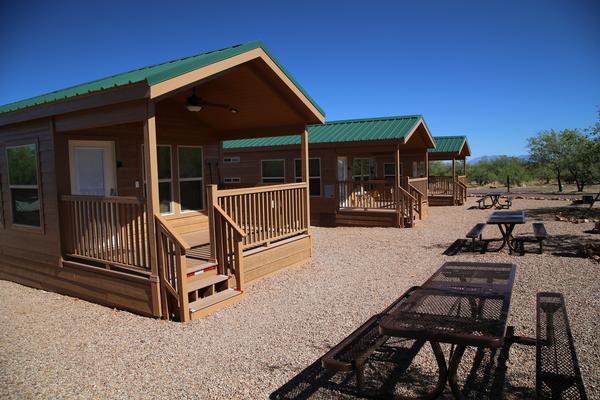 The row of rental cabins available at Kartchner Caverns State Park in Benson, Arizona