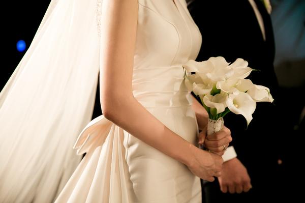 A photo of a bride and groom ready for a wedding at the park
